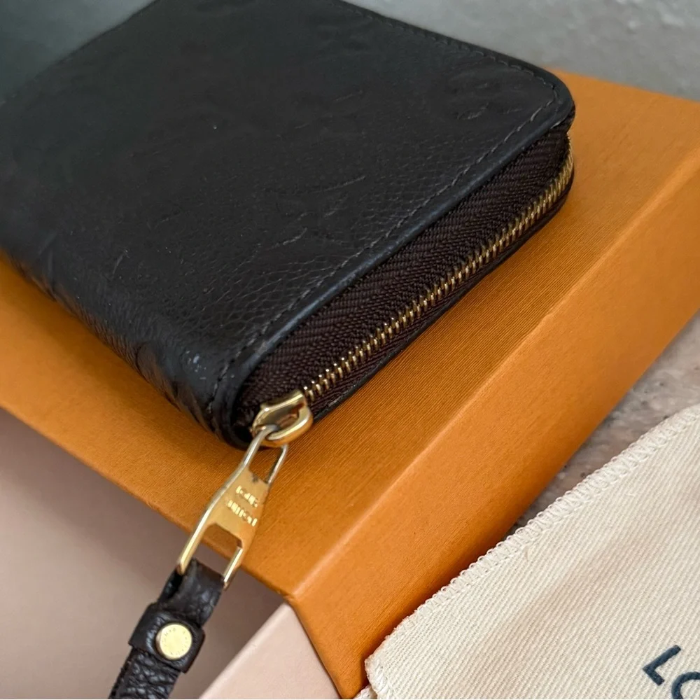 Louis Vuitton Dark Brown Monogram Embossed Leather Zip Wallet